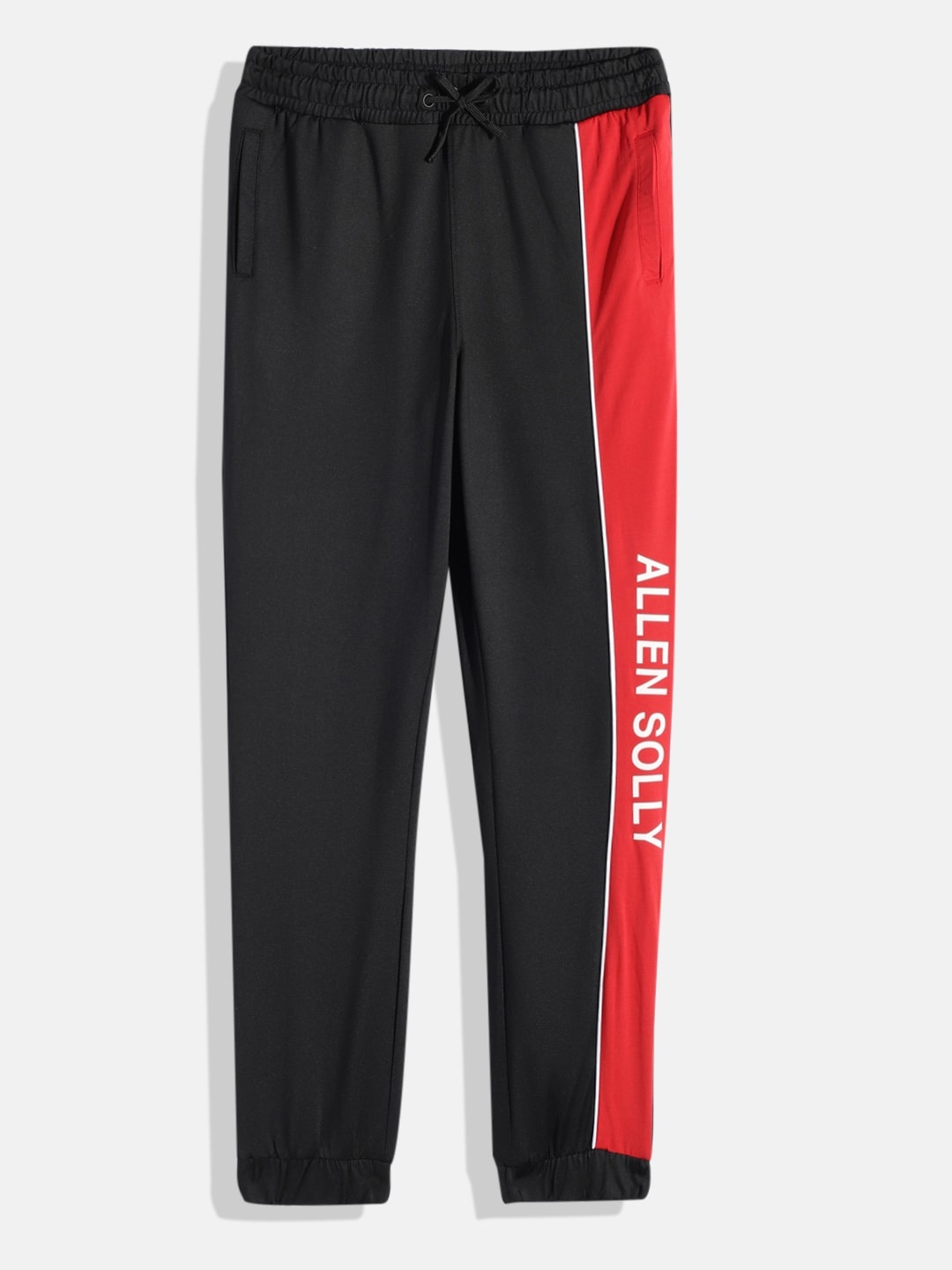 

Allen Solly Junior Boys Solid Mid-Rise Sports Joggers With Side Taping & Brand Logo Print, Black