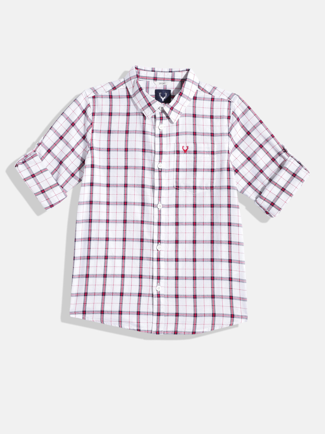 

Allen Solly Junior Boys Sport Tartan Checks Opaque Pure Cotton Casual Shirt, White
