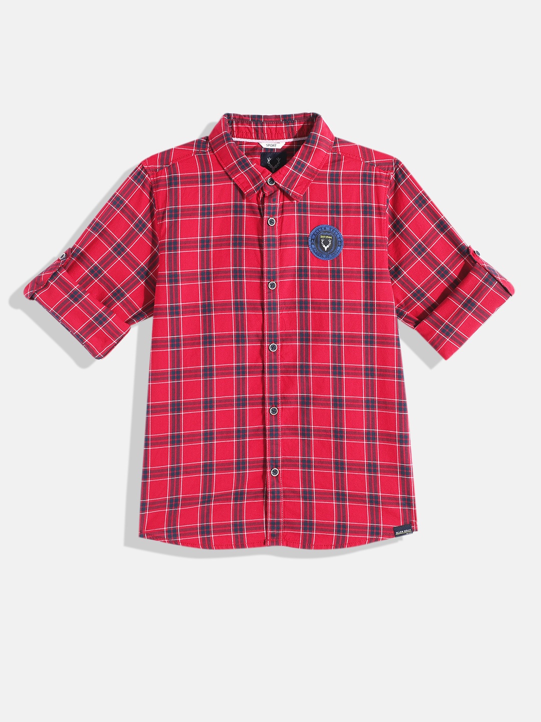 

Allen Solly Junior Boys Red Tartan Checked Pure Cotton Casual Shirt