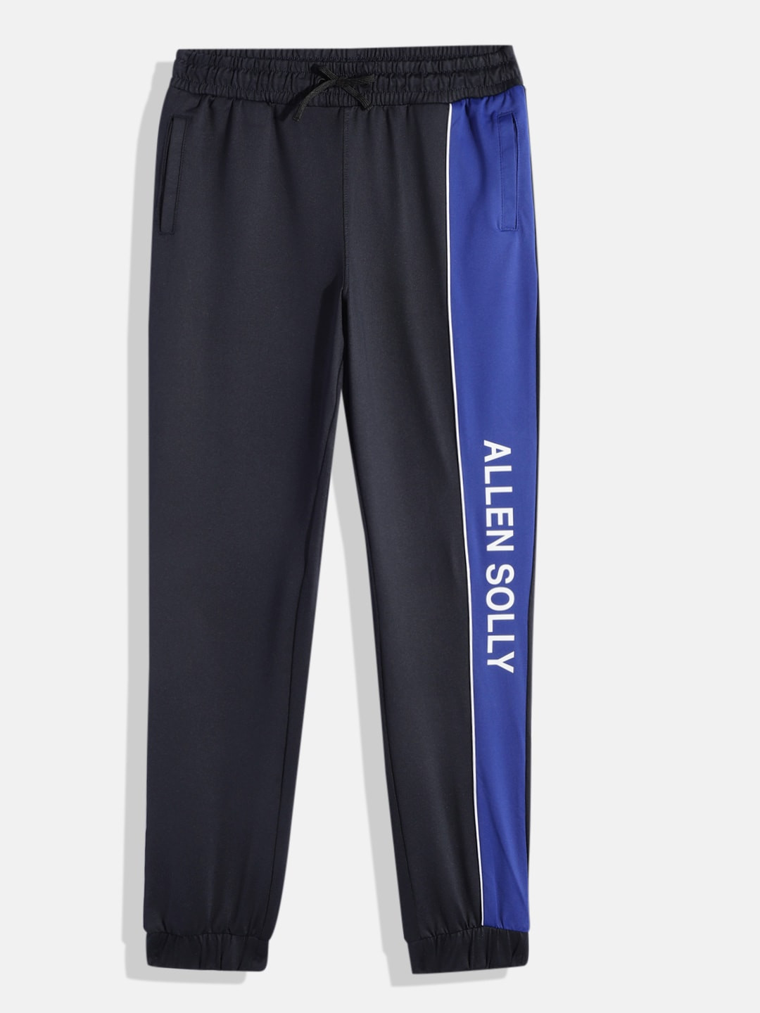

Allen Solly Junior Boys Solid Mid-Rise Sports Joggers With Side Taping & Brand Logo Print, Navy blue