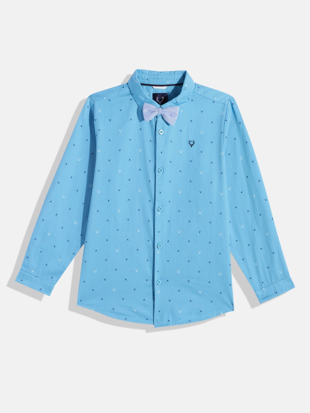 

Allen Solly Junior Boys Printed Cotton Casual Shirt With Bow Tie, Blue