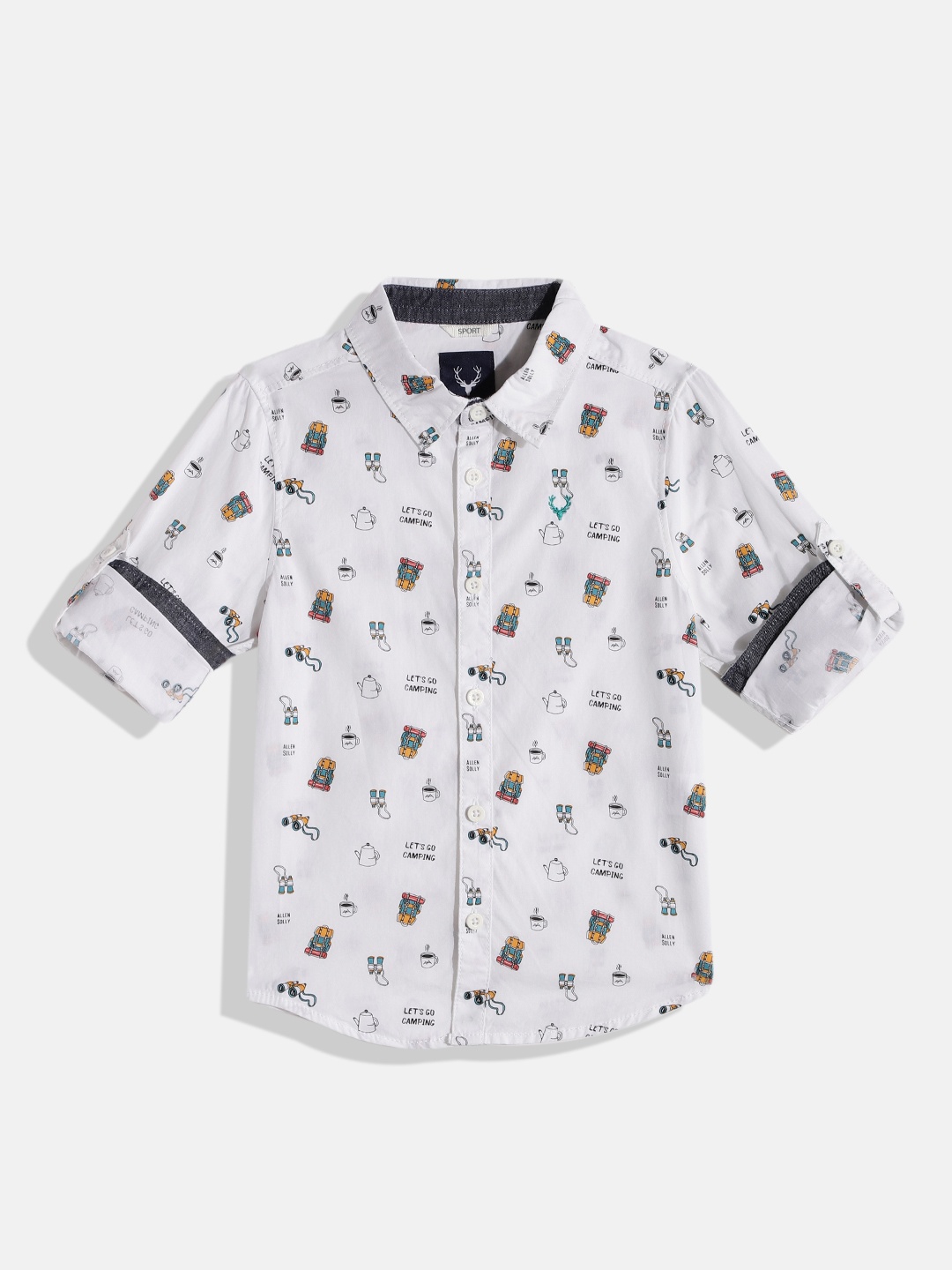 

Allen Solly Junior Boys White Conversational Printed Pure Cotton Casual Shirt