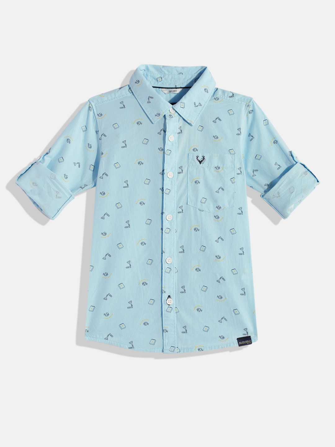 

Allen Solly Junior Boys Blue Conversational Printed Pure Cotton Casual Shirt