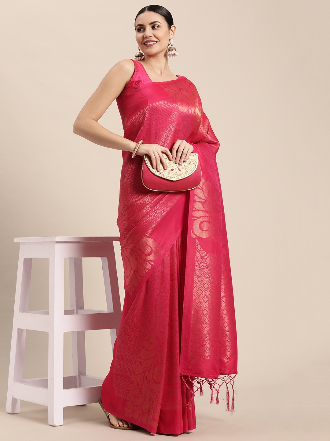 

Pothys Red & Golden Woven Design Banarasi Saree