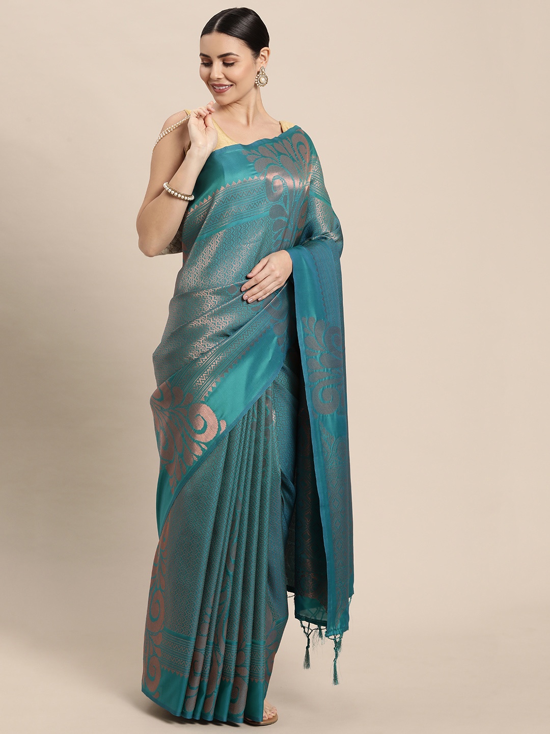 

Pothys Blue & Golden Woven Design Banarasi Saree