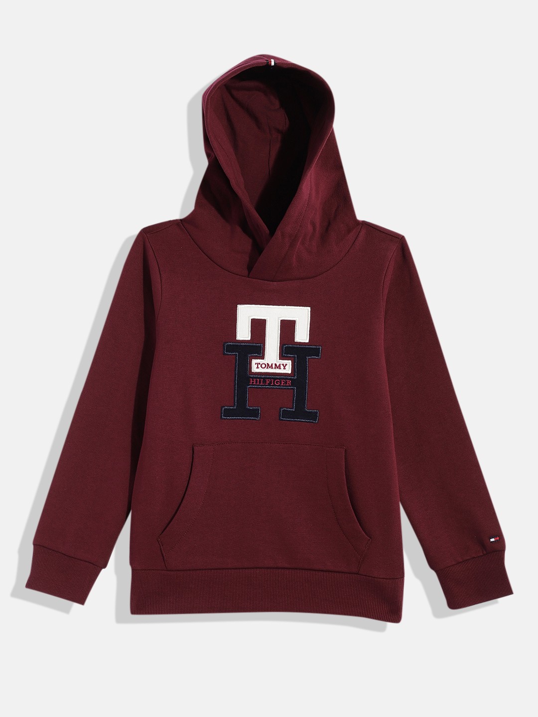 

Tommy Hilfiger Boys Burgundy Brand Logo Embroidered Hooded Sweatshirt