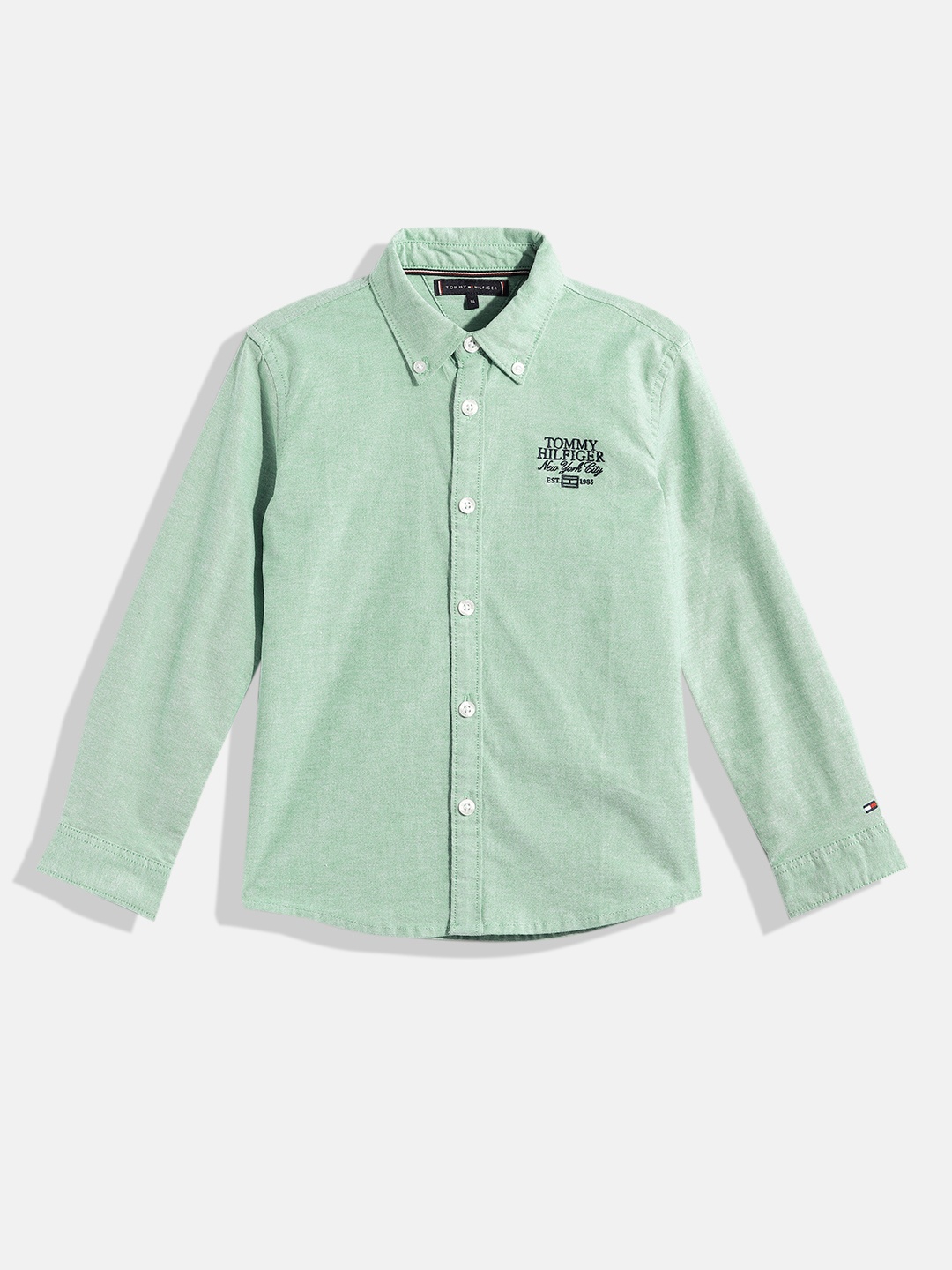 

Tommy Hilfiger Boys Green Oxford Textured Sustainable Casual Shirt