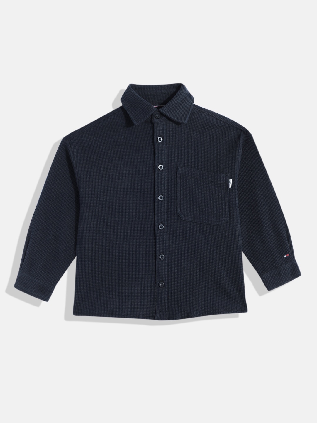 

Tommy Hilfiger Boys Navy Blue Textured Pure Cotton Casual Shirt