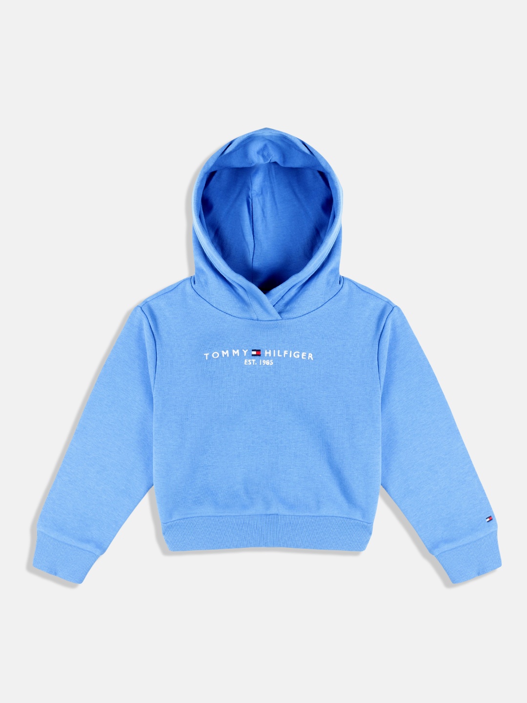 Tommy Hilfiger Girls Blue Brand Logo Printed Hooded Sweatshirt
