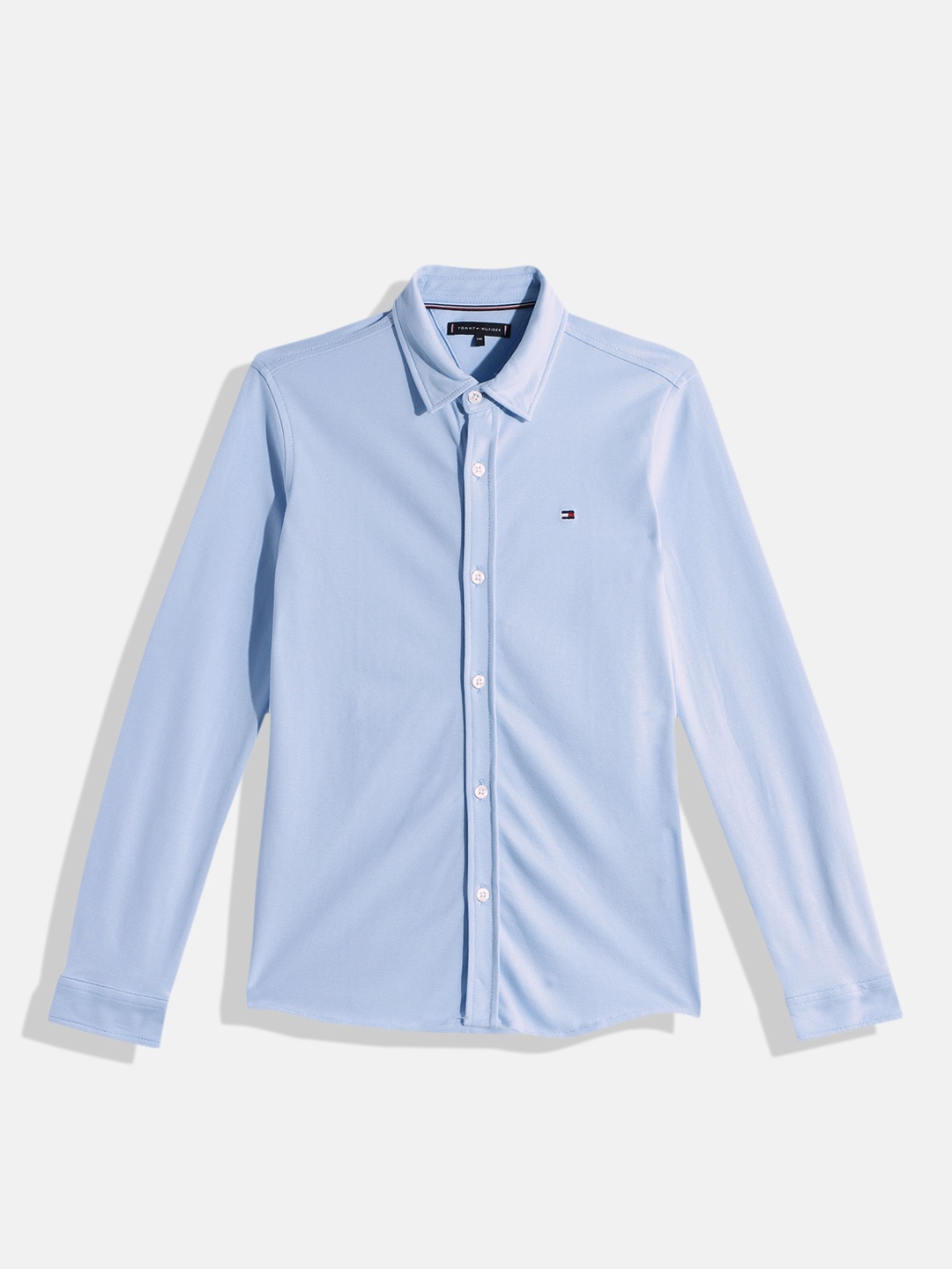 

Tommy Hilfiger Boys Blue Solid Casual Shirt
