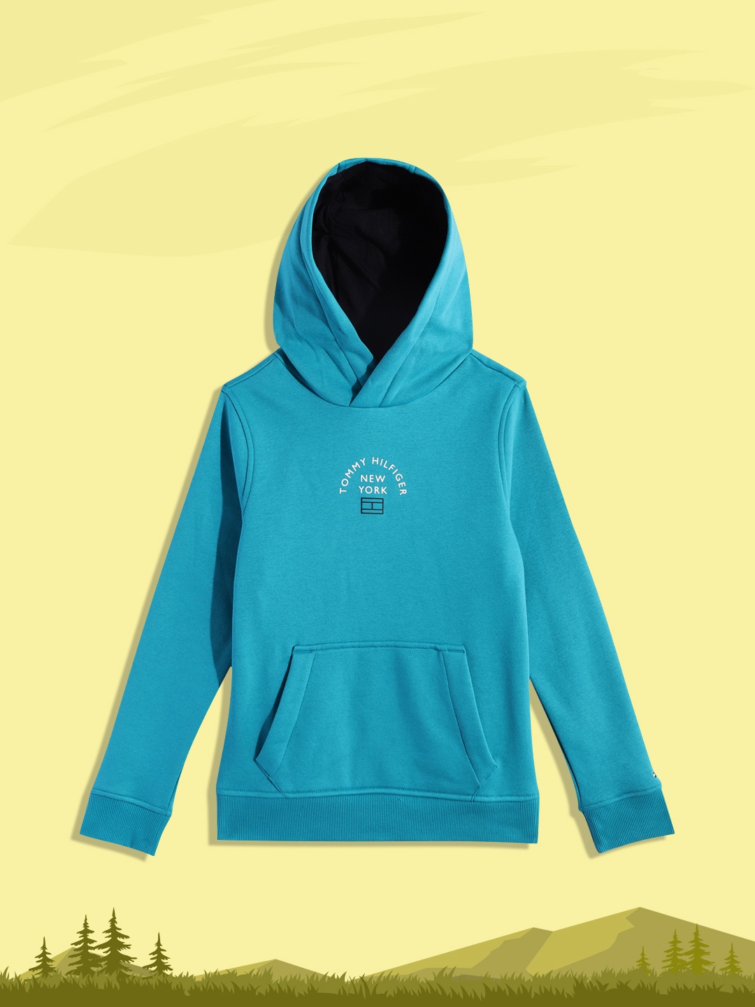 

Tommy Hilfiger Boys Blue Solid Hooded Sweatshirt