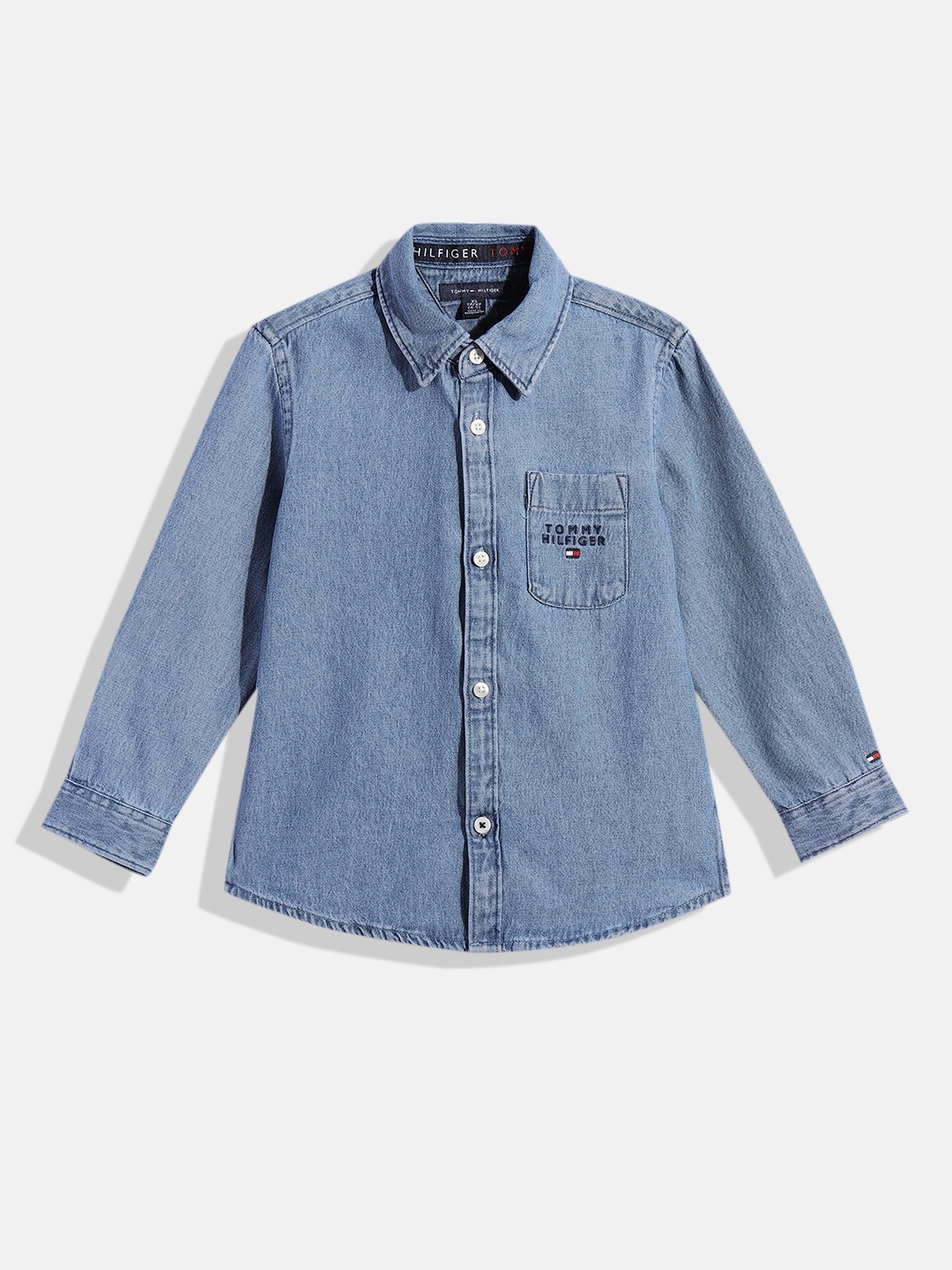 

Tommy Hilfiger Boys Blue Solid Pure Cotton Casual Shirt