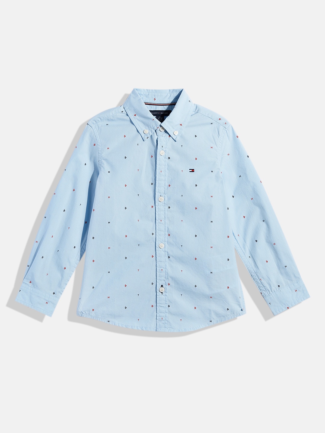 

Tommy Hilfiger Boys Blue Printed Pure Cotton Casual Shirt