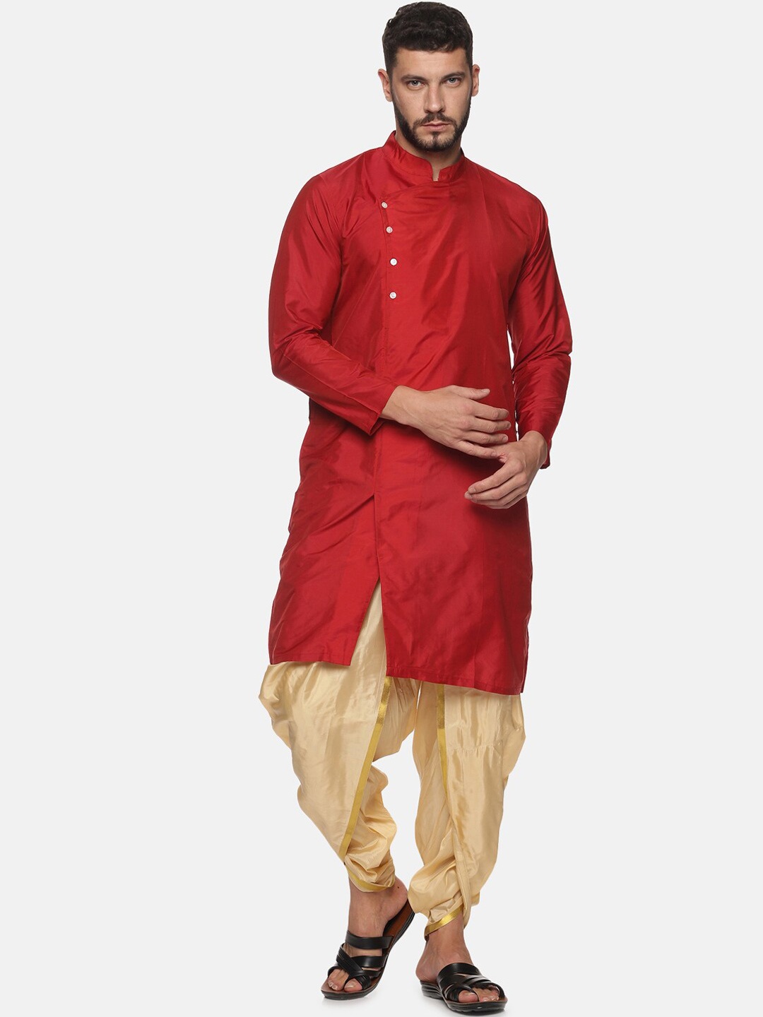 

Sethukrishna Men Maroon Kurta with Dhoti Pants