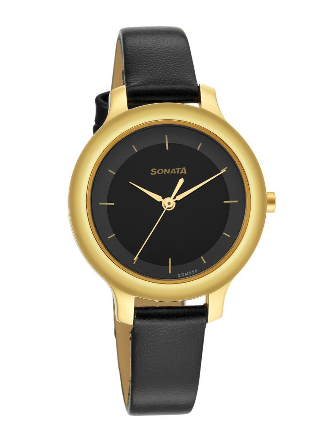 

Sonata Women Black Brass Dial & Leather Straps Analogue Watch 87042YL03W