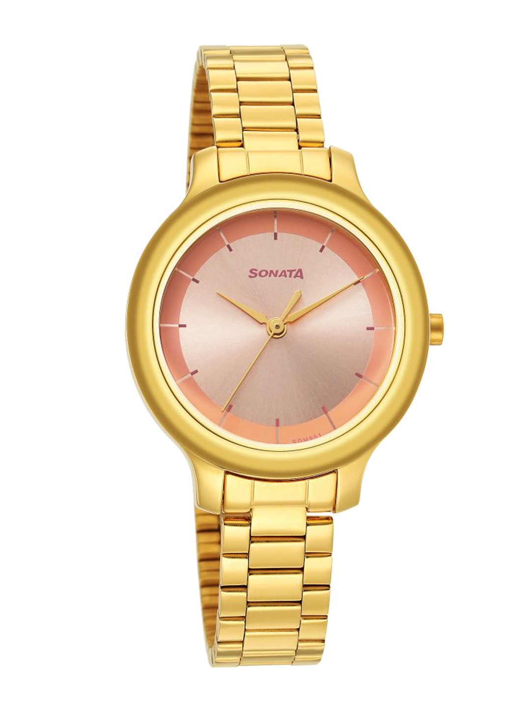 

Sonata Women Brass Dial & Stainless Steel Bracelet Style Straps Analogue Watch 87042YM01W, Pink