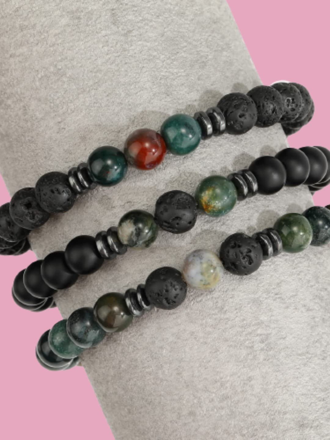 

HOT AND BOLD Unisex Black & Brown Agate Bracelet