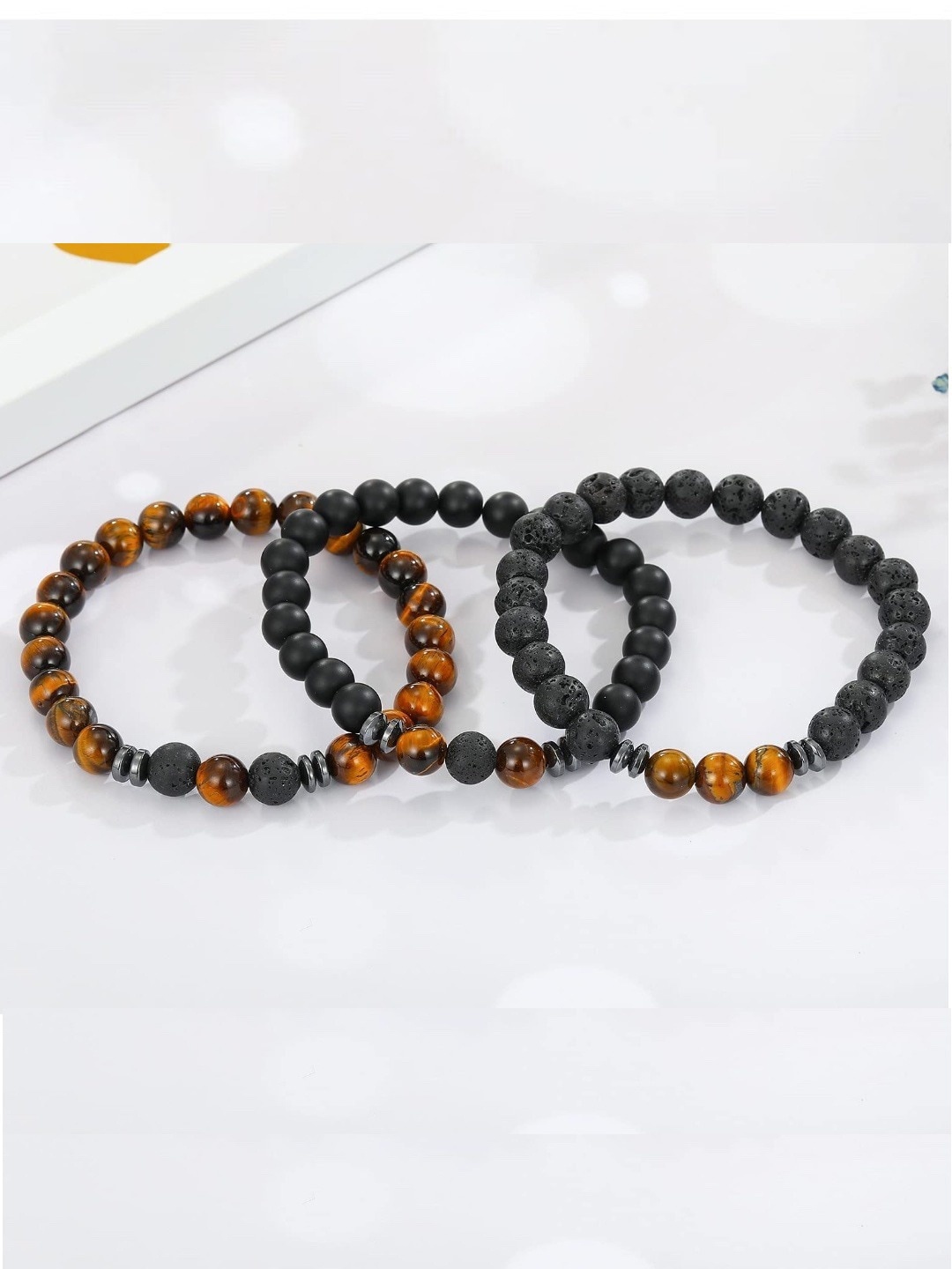 

HOT AND BOLD Men Brown & Black Tigers Eye Multistrand Bracelet