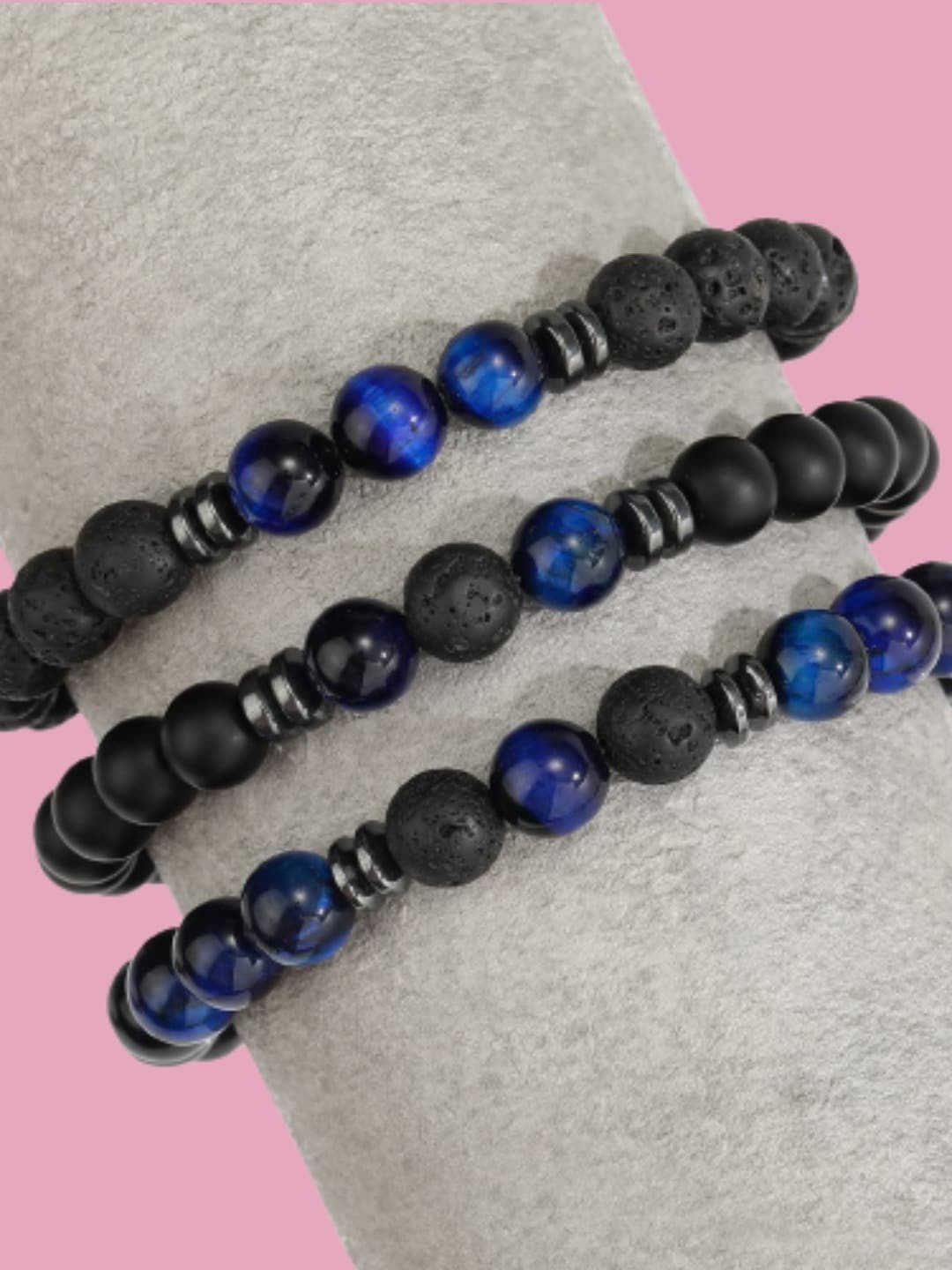 

HOT AND BOLD Women Set Of 3 Black & Blue Bracelet