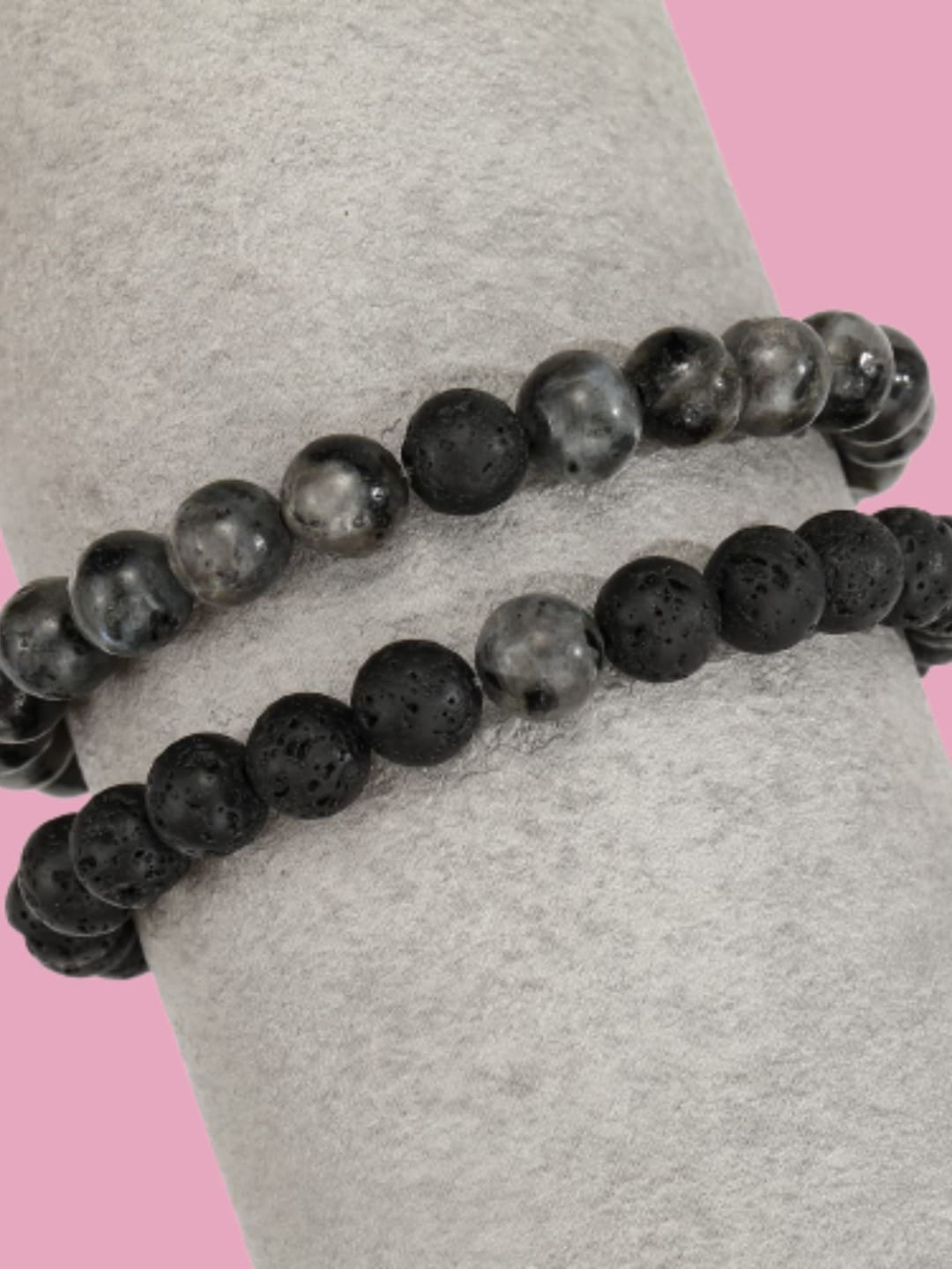 

HOT AND BOLD Men Black & Grey Onyx Multistrand Bracelet