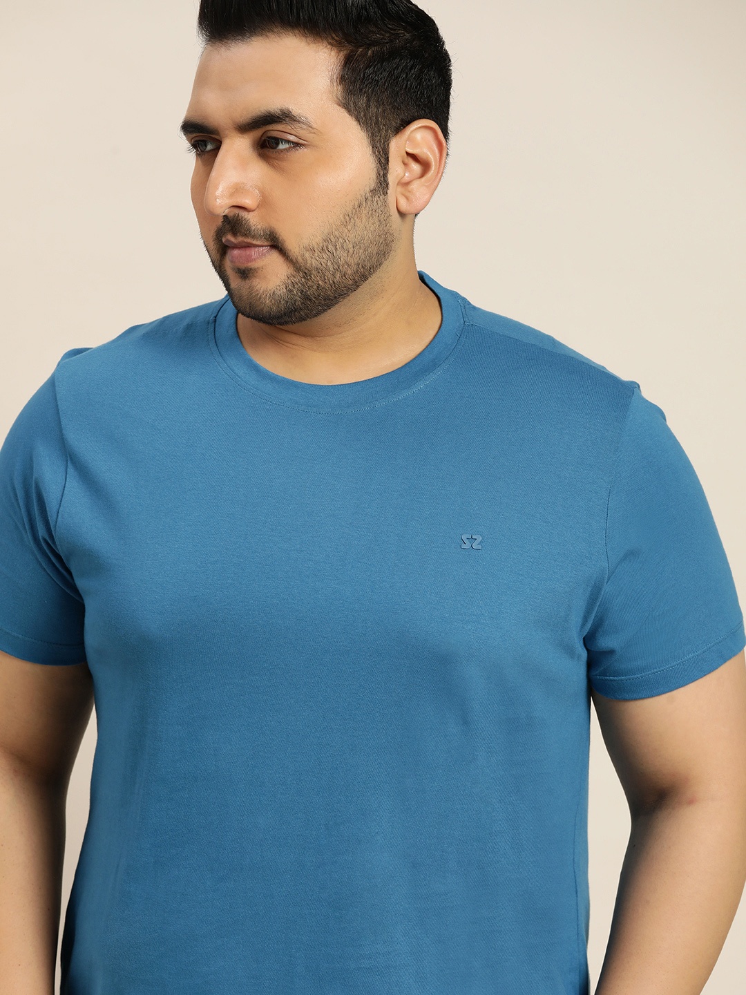 

Sztori Men Plus Size Pure Cotton T-shirt, Blue