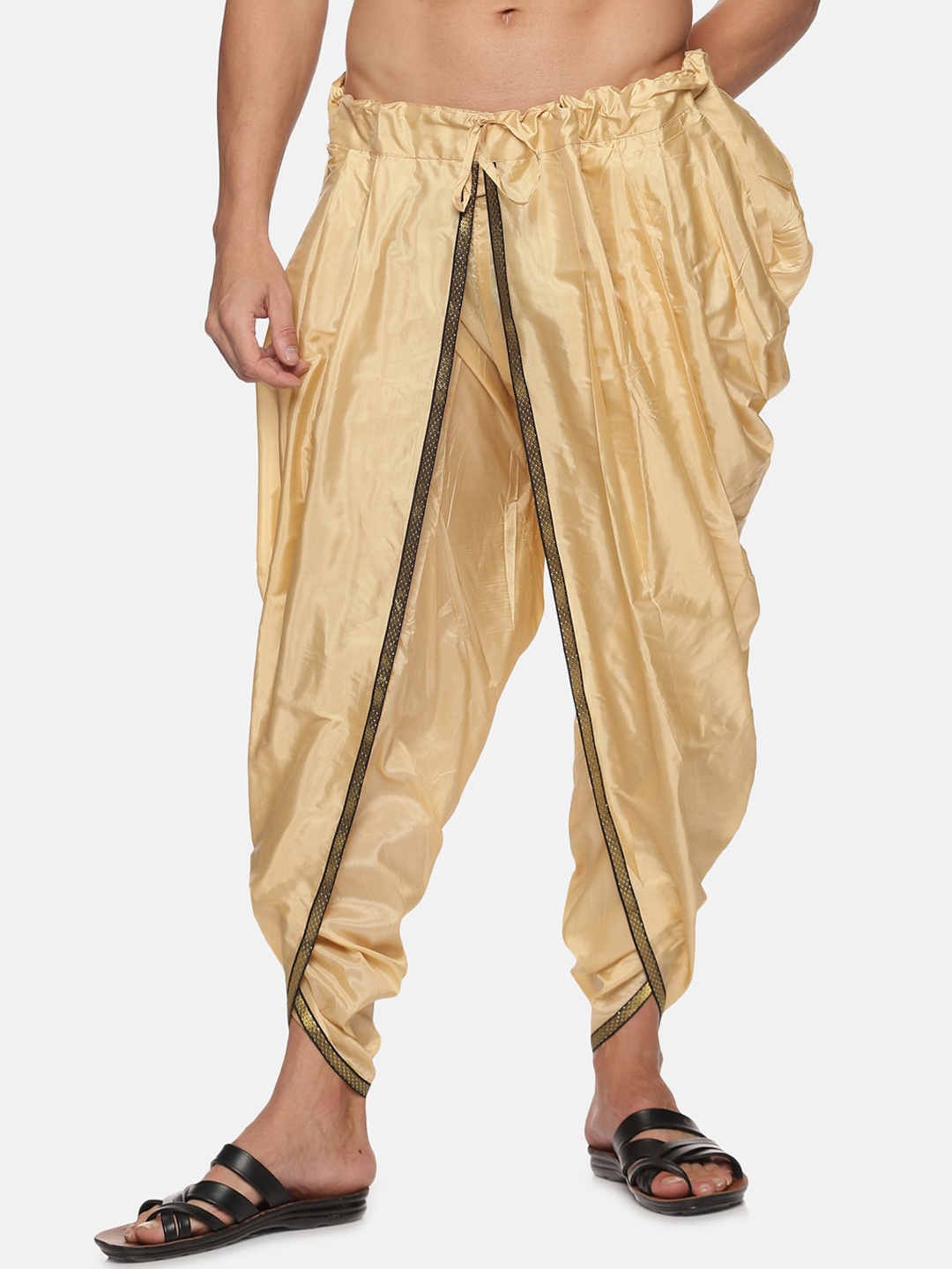 

Sethukrishna Men Gold Solid Readymade Dhoti Pant, Beige