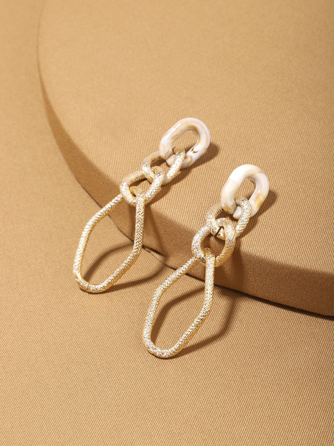 

Unwind by Yellow Chimes Gold-Toned Contemporary Chain Drop Earrings