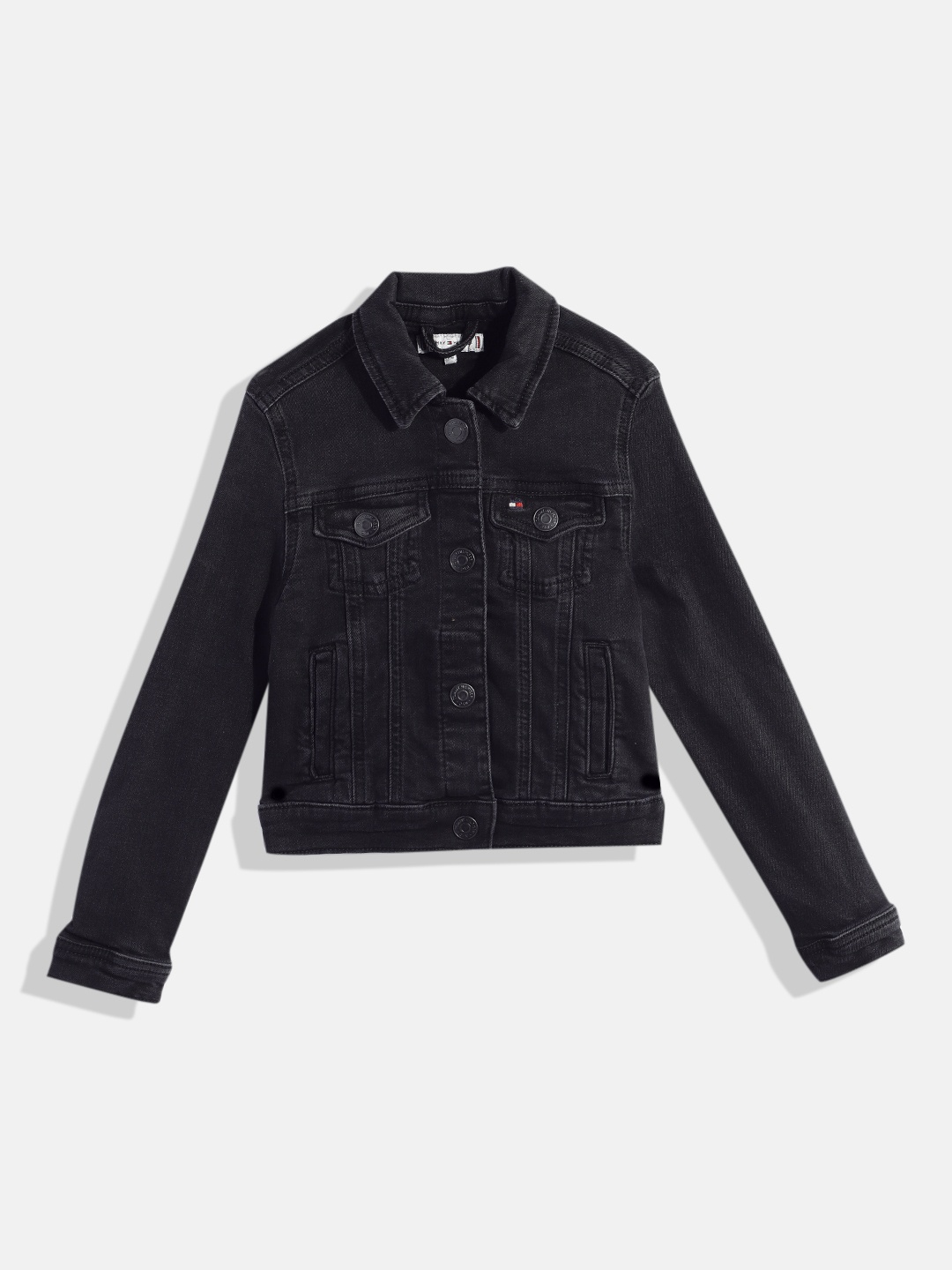 

Tommy Hilfiger Girls Black Solid Denim Jacket