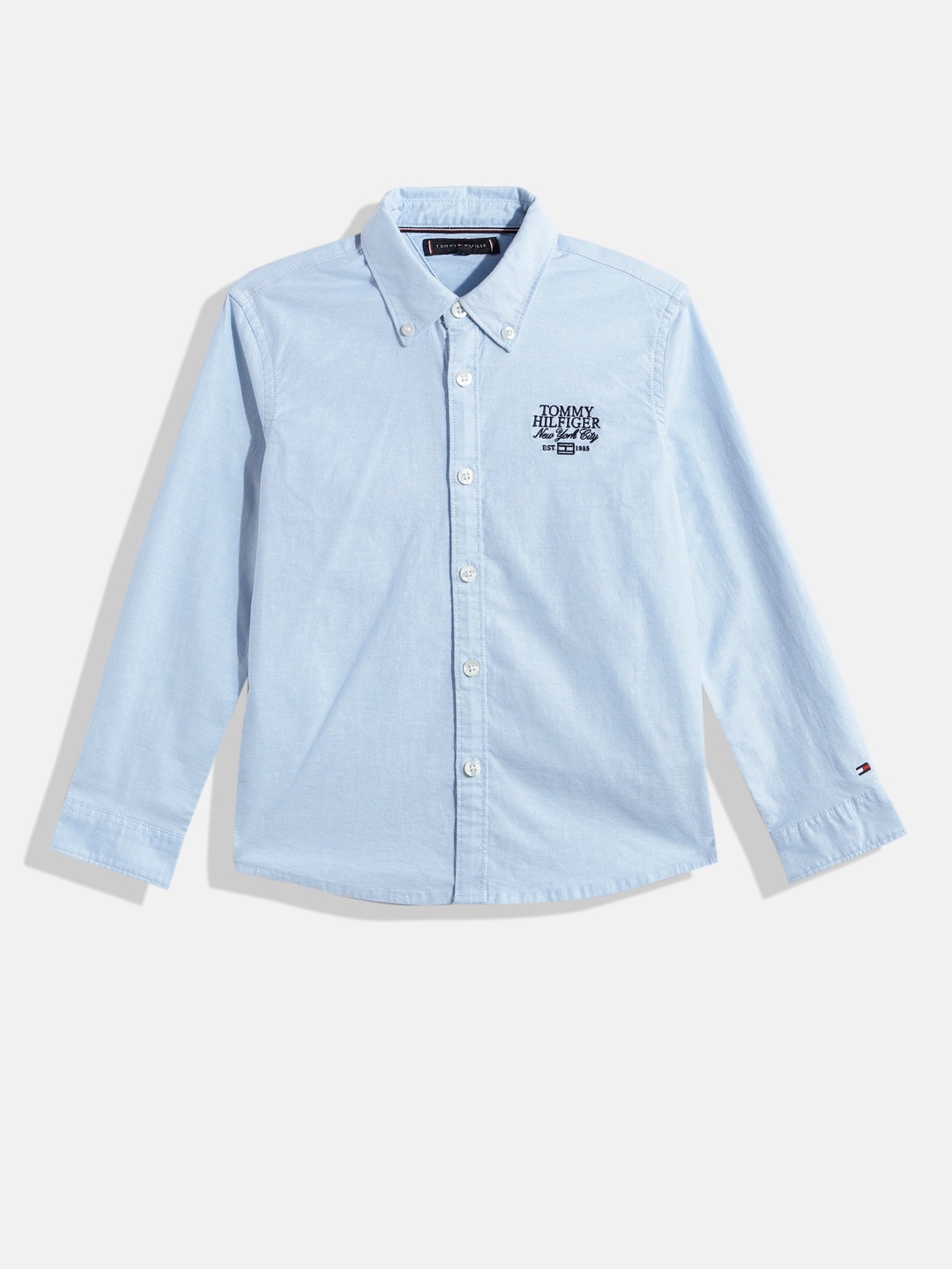 

Tommy Hilfiger Boys Blue Solid Casual Shirt