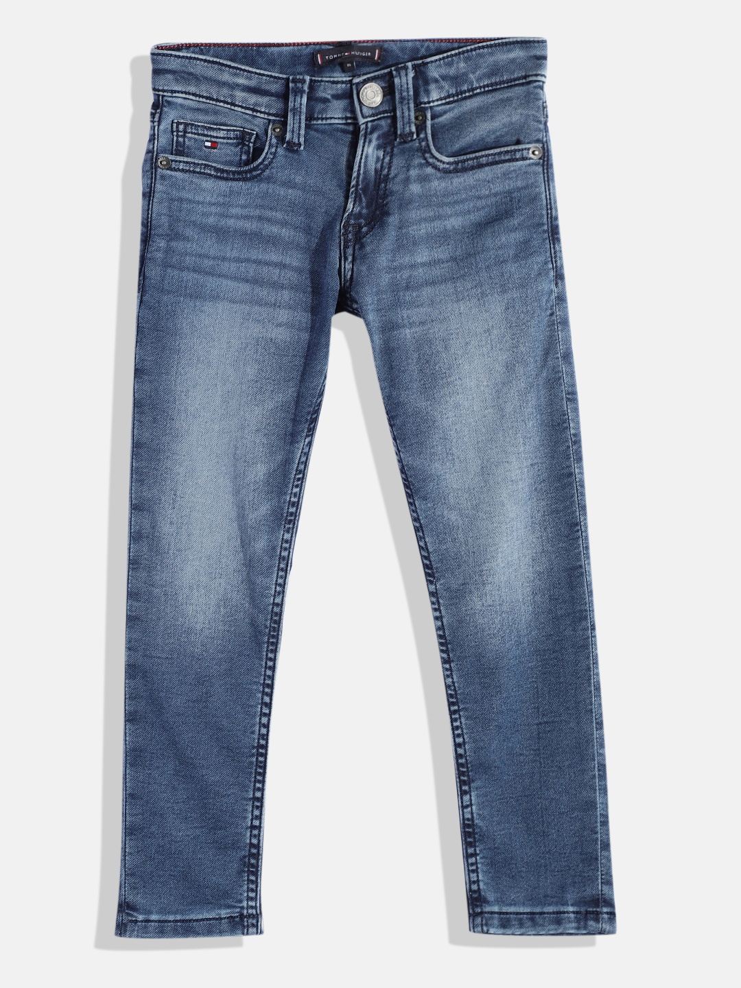 

Tommy Hilfiger Boys Slim Fit Heavy Fade Stretchable Jeans, Blue