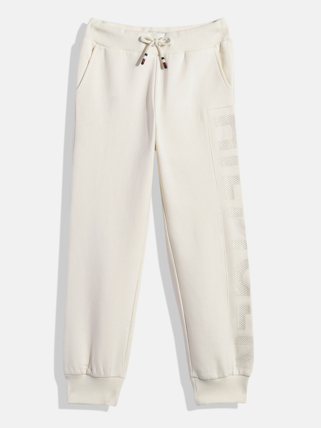 

Tommy Hilfiger Girls Off-White Brand Logo Organic Cotton Joggers