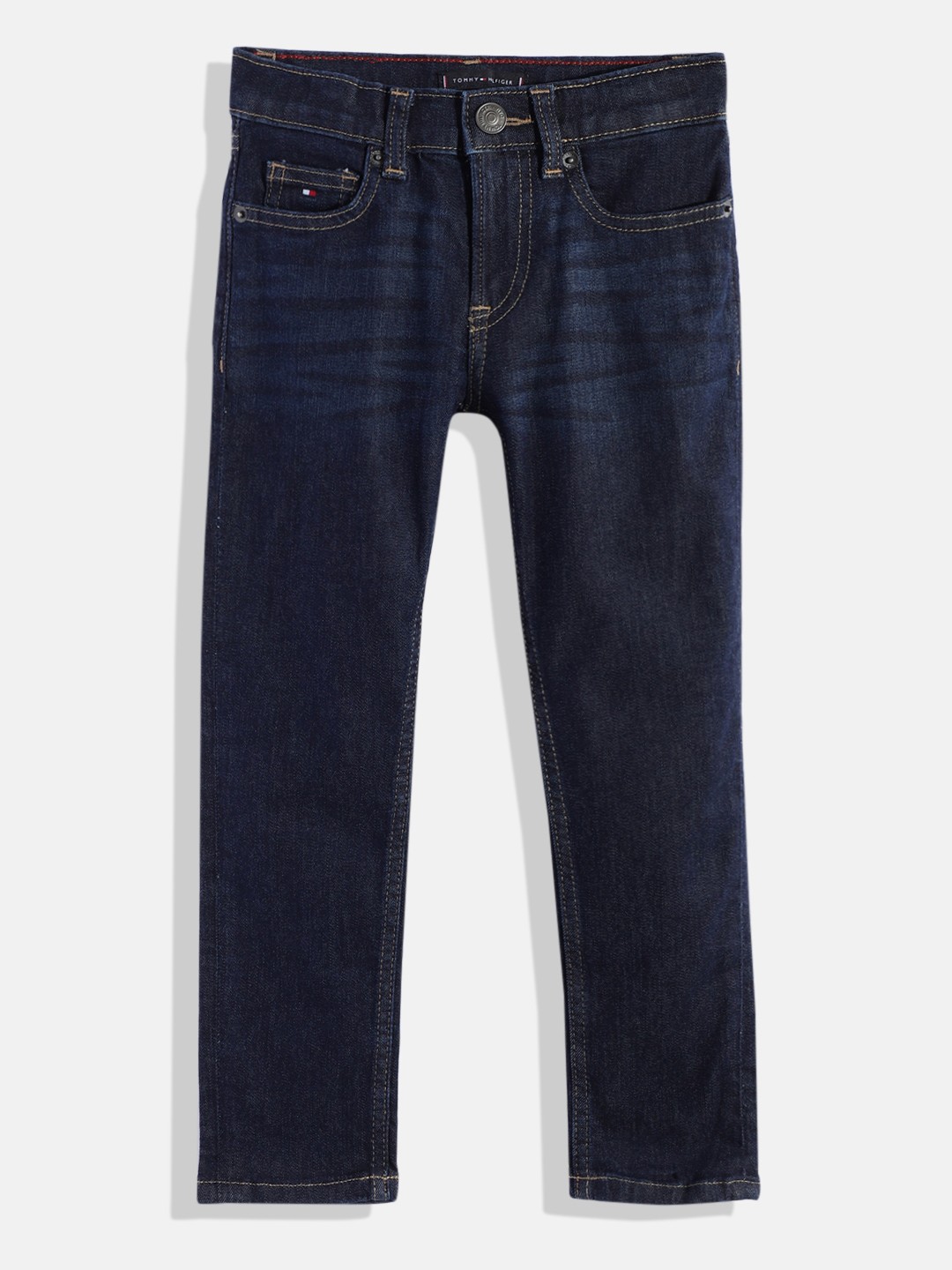 

Tommy Hilfiger Boys Slim Fit Mid-Rise Light Fade Stretchable Jeans, Blue