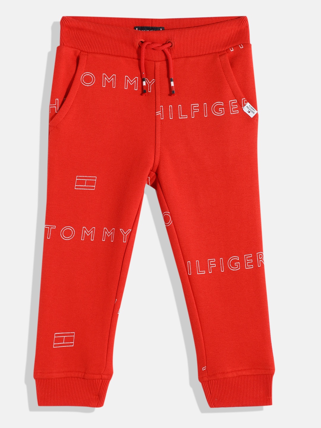 

Tommy Hilfiger Boys Brand Logo Printed Joggers, Red