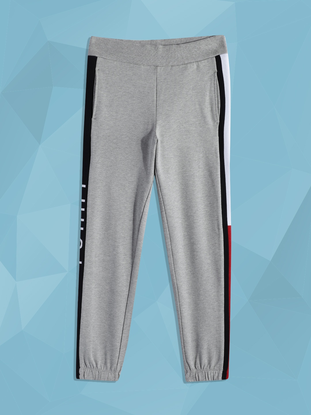 

Tommy Hilfiger Boys Grey Regular Fit Mid-Rise Knitted Organic Cotton Joggers