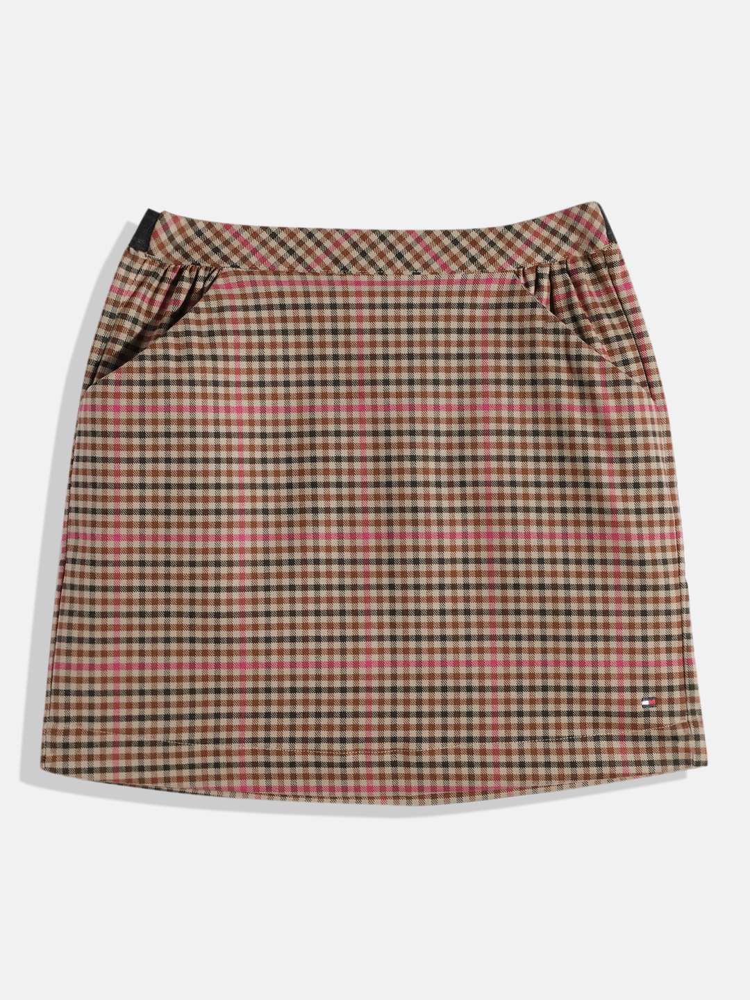 

Tommy Hilfiger Girls Shepherd Checked Gathered or Pleated Mini Pencil Skirt, Pink