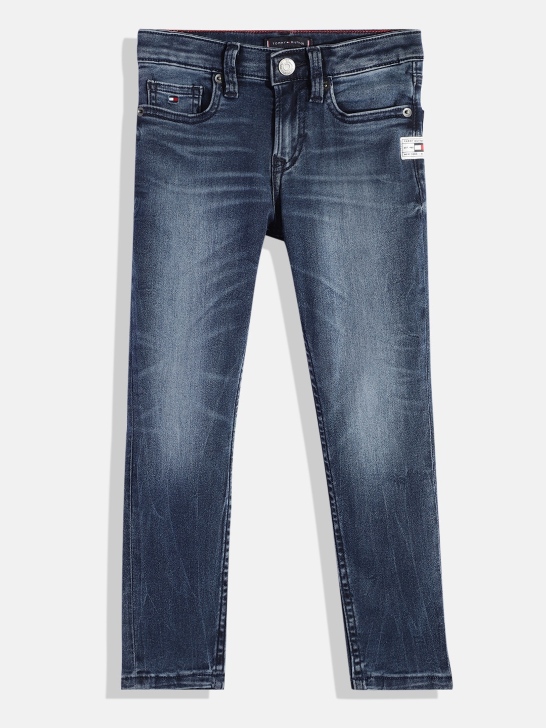 

Tommy Hilfiger Boys Slim Fit Heavy Fade Stretchable Jeans, Blue