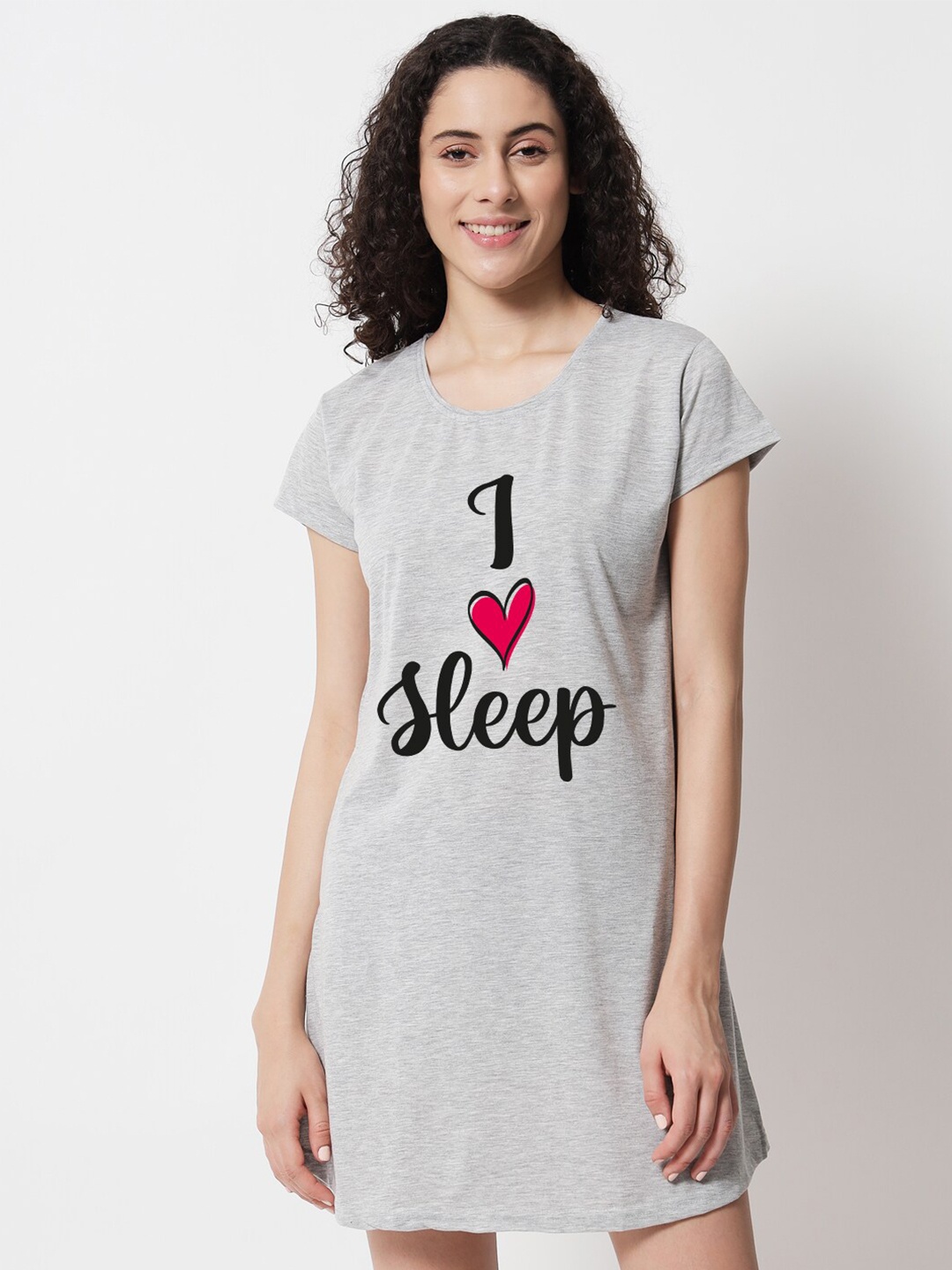

FFLIRTYGO Grey Printed Nightdress