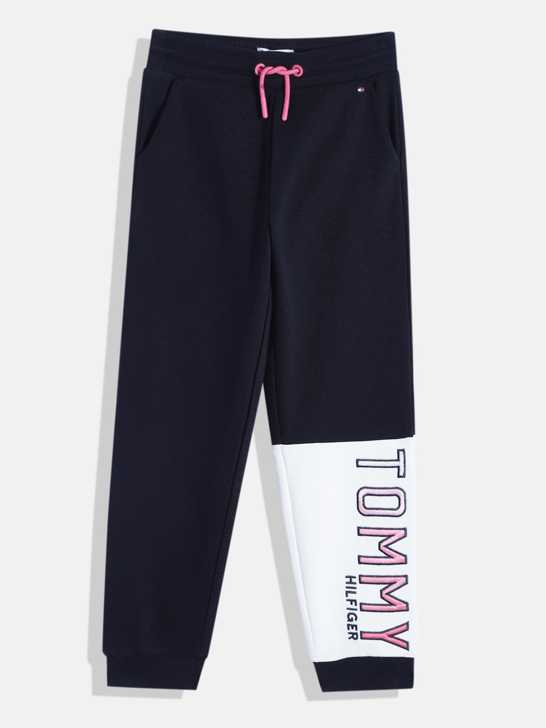 

Tommy Hilfiger Girls Regular Fit Brand Logo Printed Joggers, Navy blue