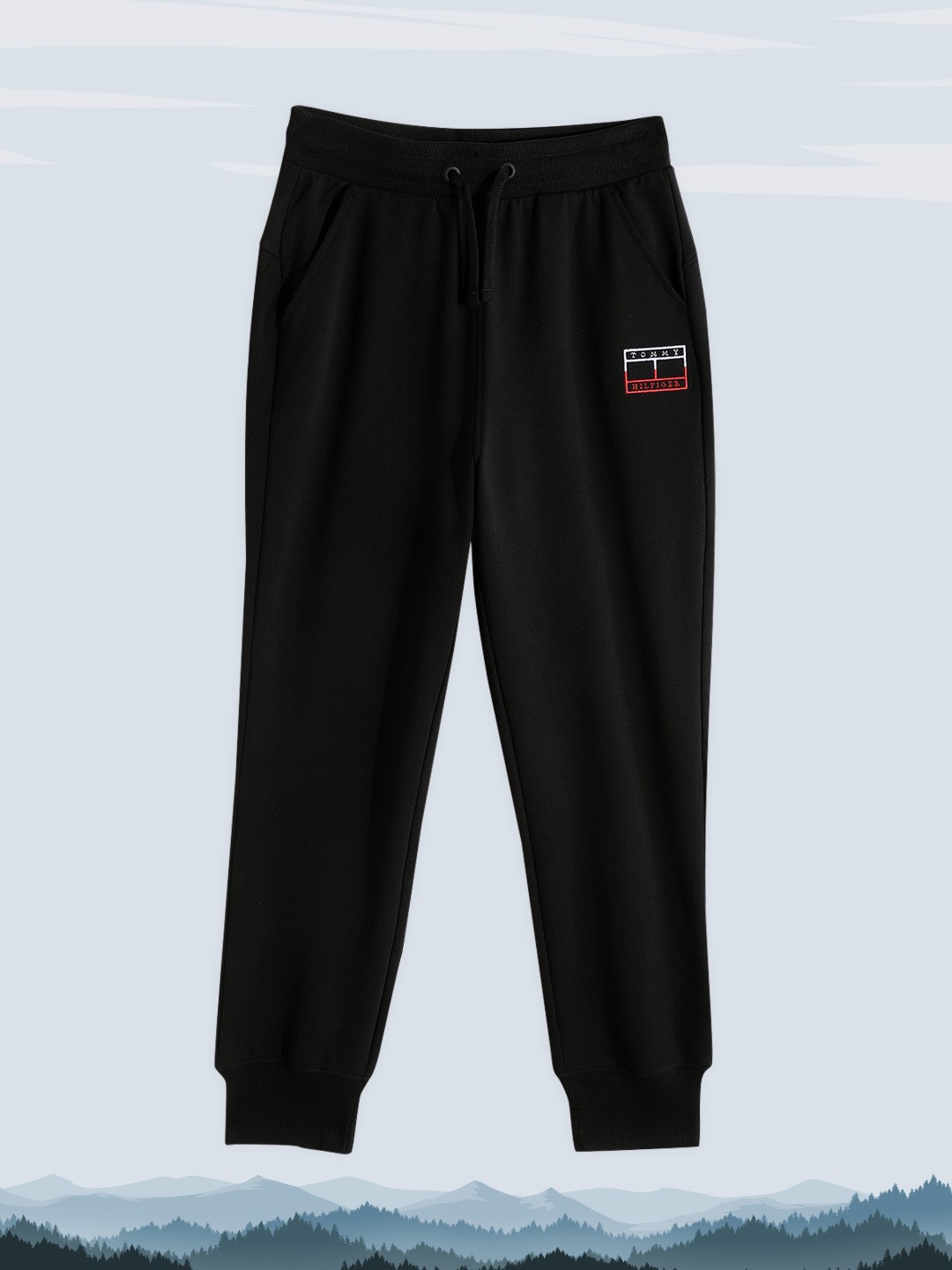 

Tommy Hilfiger Boys Black Regular Fit Mid-Rise Knitted Organic Cotton Joggers