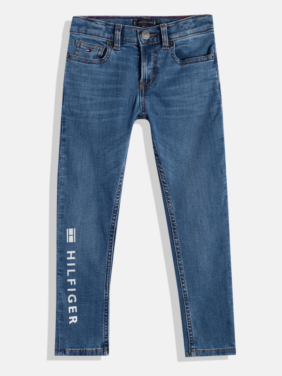 

Tommy Hilfiger Boys AI Scanton Brand Logo Printed Stretchable Jeans, Blue