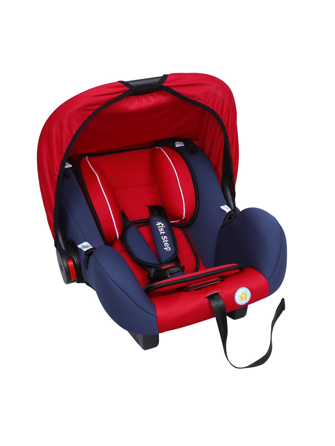 

1st Step Kids Red & Blue Car Seat Cum Carry Cot With 5 Point Safety Harness