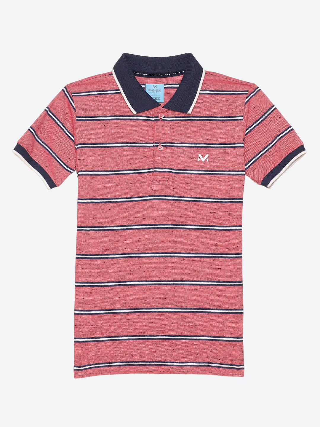 

VINENZIA Boys Red Striped Polo Collar T-shirt