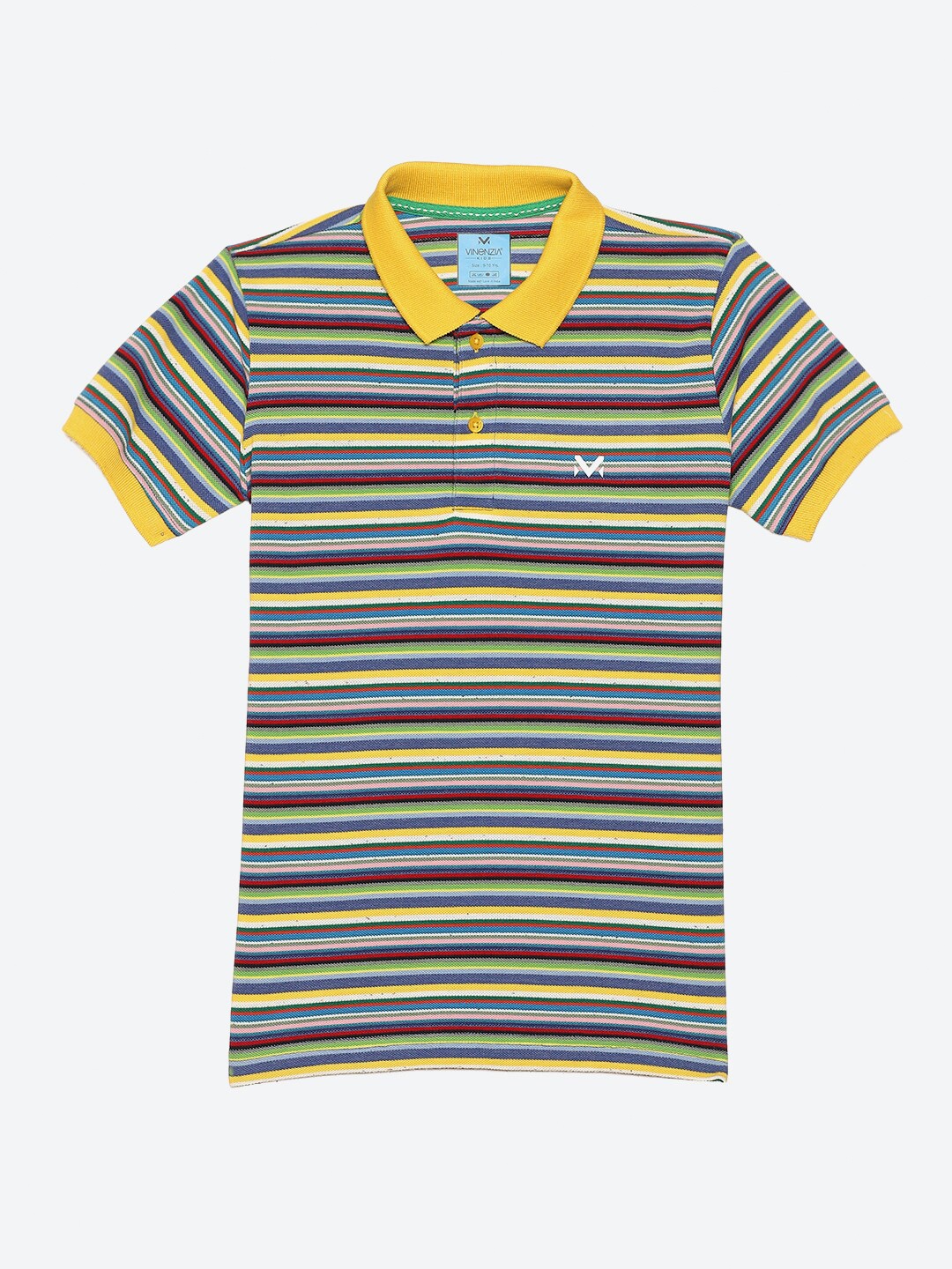 

VINENZIA Boys Yellow Striped V-Neck T-shirt