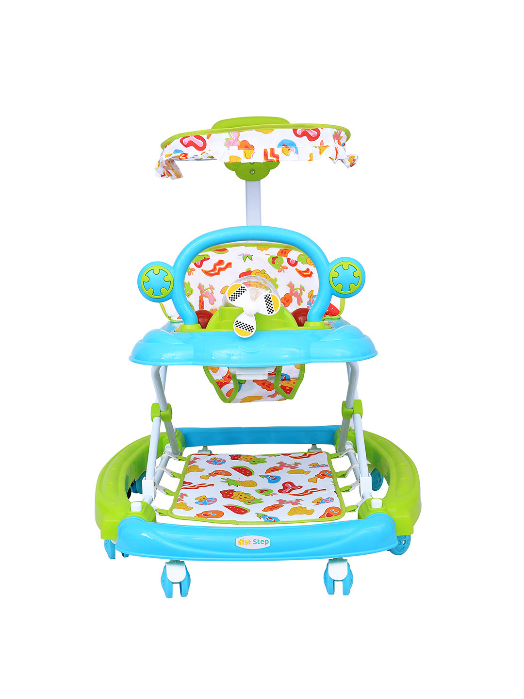 

1st Step Unisex Kids Blue & Green Walker Cum Rocker with Canopy