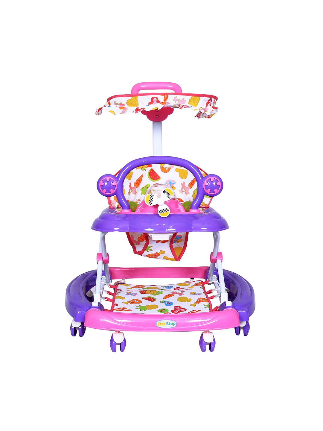 

1st Step Unisex Kids Pink Walker Cum Rocker with Canopy