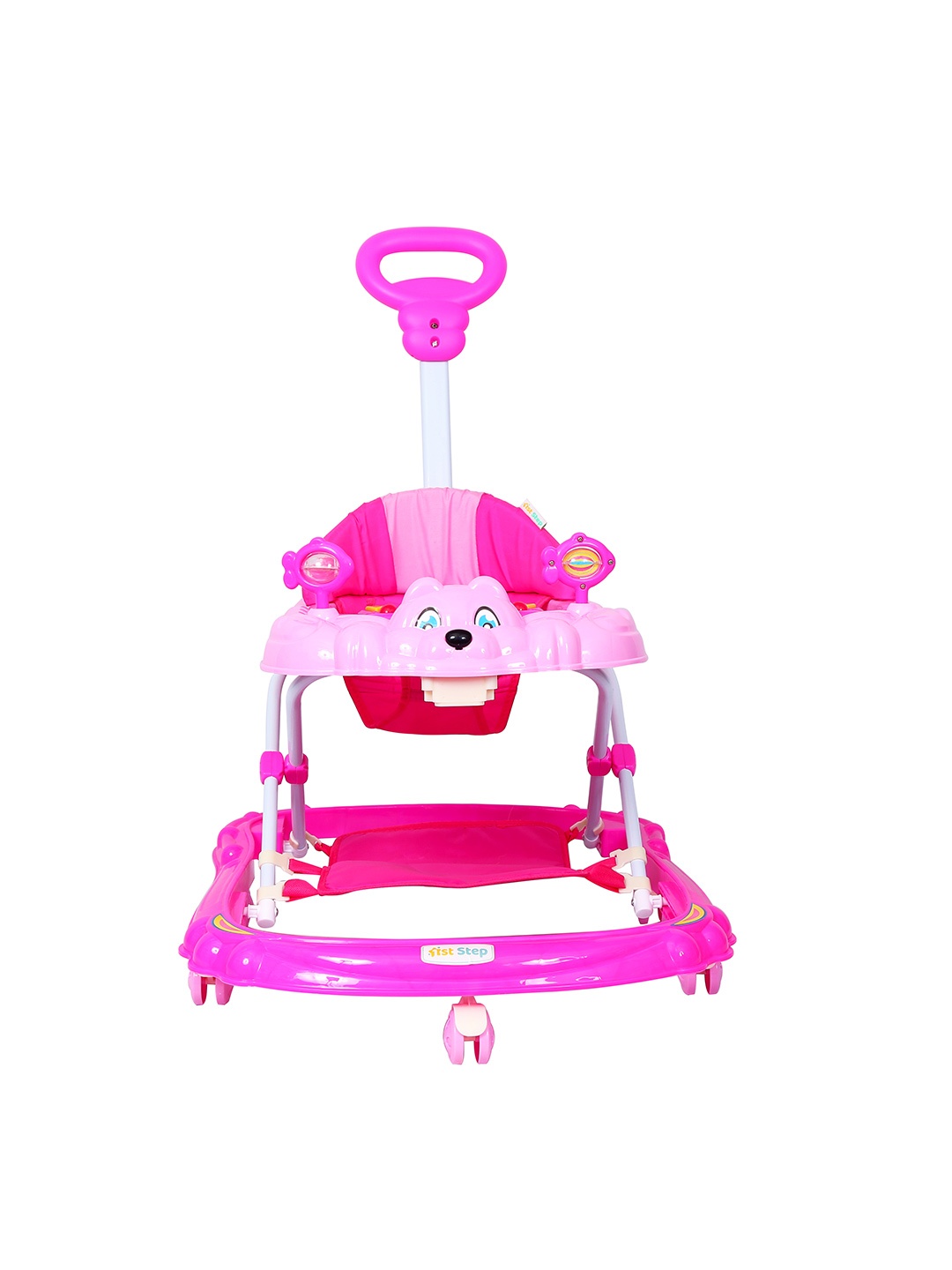 

1st Step Kids Pink Walker with Push Handle and 4 Level Height