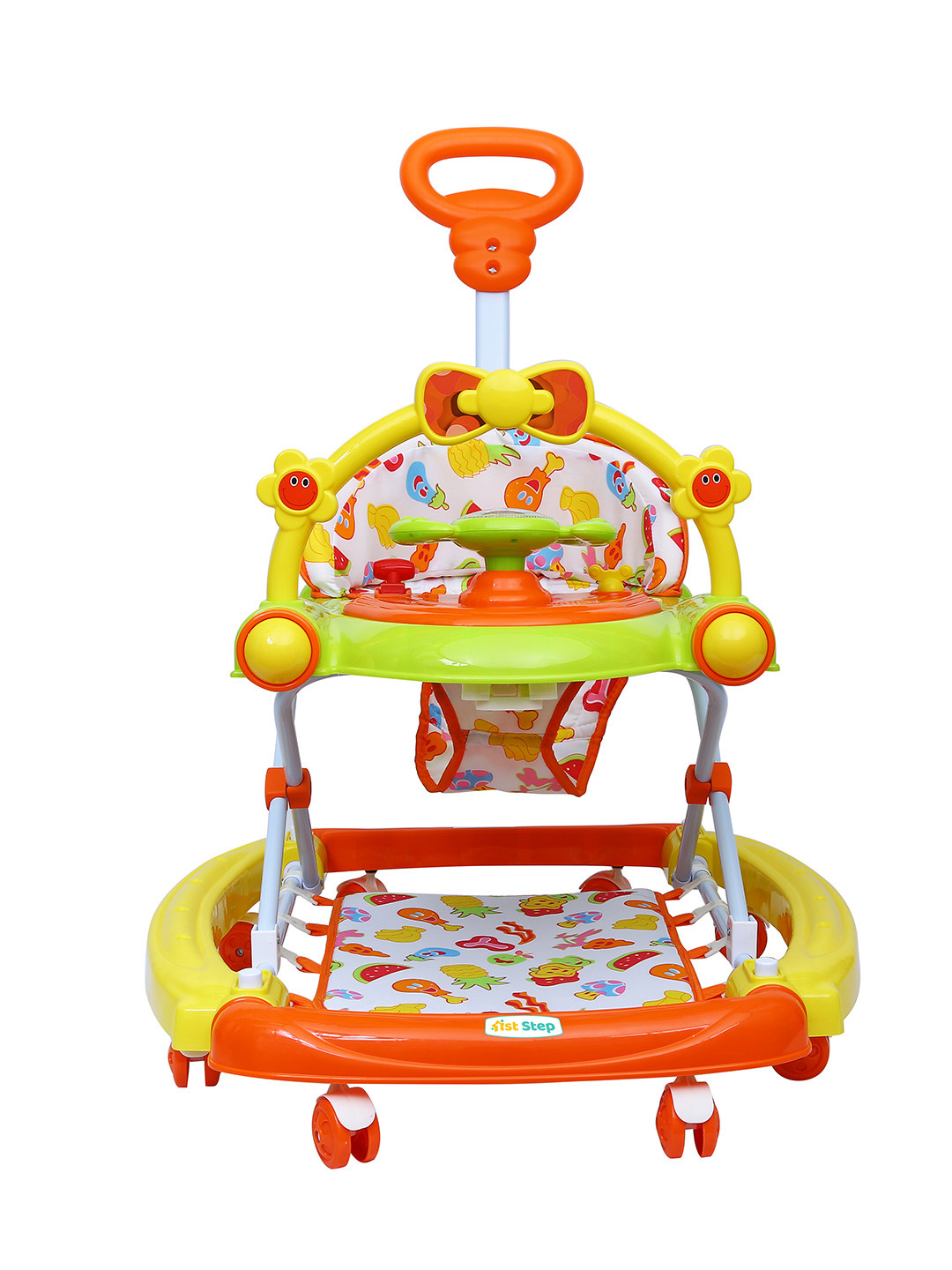 

1st Step Unisex Kids Orange Walker Cum Rocker with Push Handle & 4 Level Height Adjustment