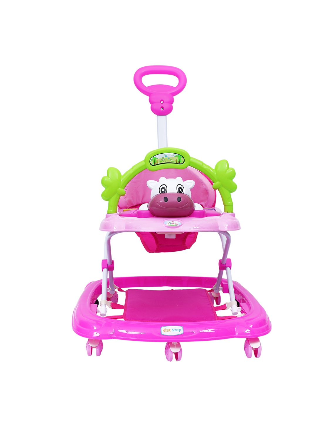 

1st Step Unisex Kids Pink Walker with Push Handle and 4 Level Height Adjustment