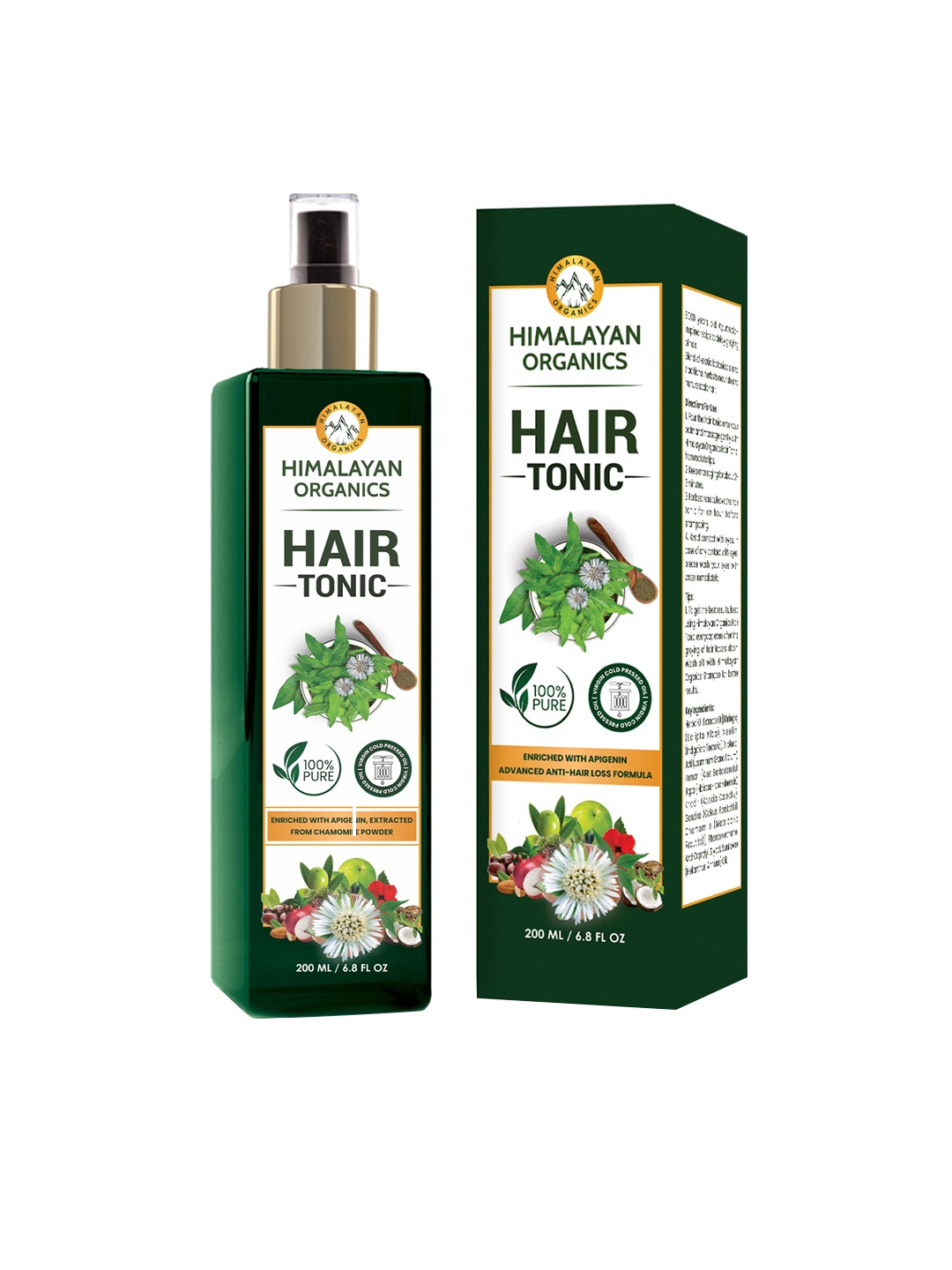 

Himalayan Organics 100% Pure Advanced Anti-Hair Loss Hair Tonic with Apigenin - 200 ml, Green