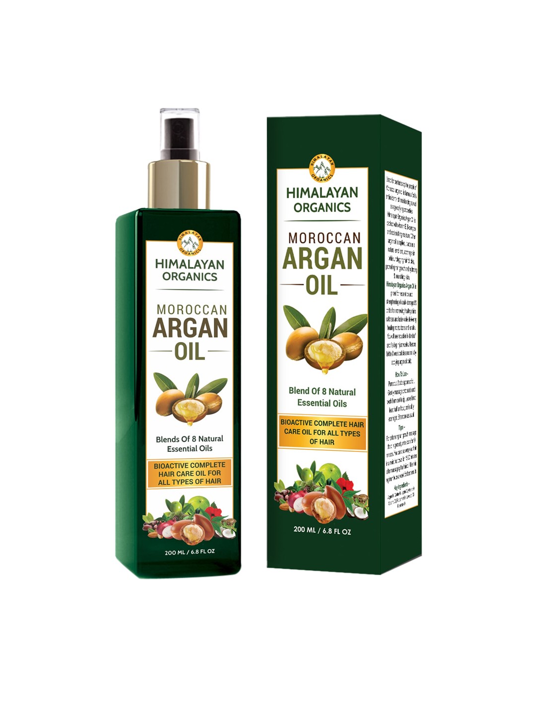 

Himalayan Organics Moroccan Argan Oil for All Hair Types - 200 ml, Green
